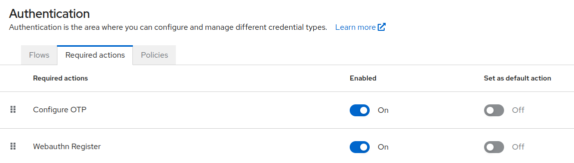 Keycloak Login Flow Required Actions