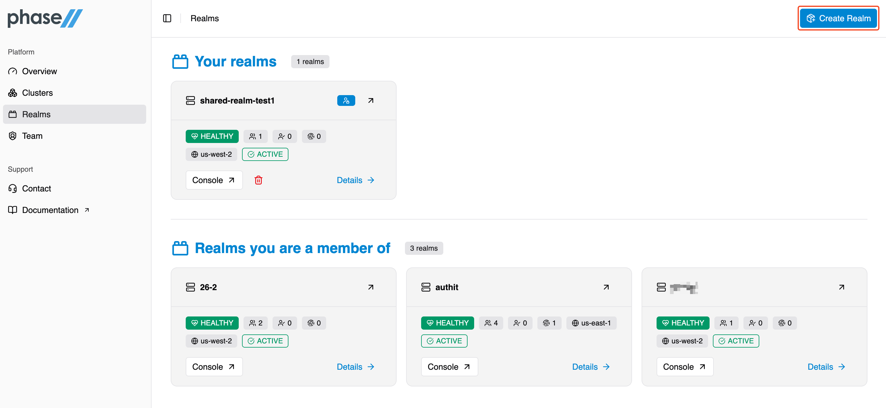Phase Two Dash Overview Add Realm